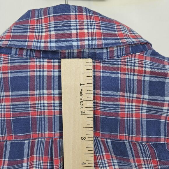 Vineyard Vines Shirt Mens Medium Whale Button Down Long Sleeve Blue Red Plaid - Picture 5 of 10